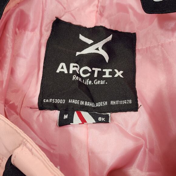 Arctix Snow Pants Run Around Insulated Bib Overalls Pink Size Medium 10-12 - Picture 3 of 10